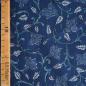 Preview: Voile leichte Baumwolle Blüten Ranken Blätter indigo blau